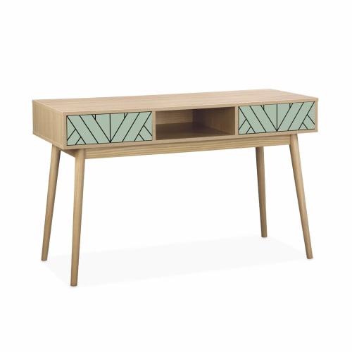 Meubles Bureaux et meubles secrétaires | Bureau décor bois & vert d'eau - HA76361