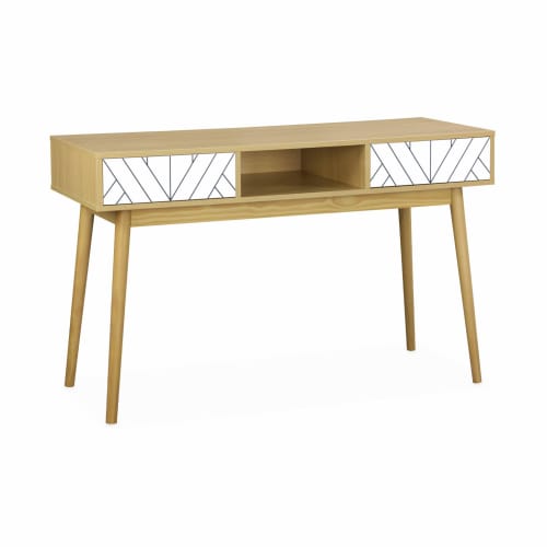 Meubles Bureaux et meubles secrétaires | Bureau décor bois & blanc - DG82867