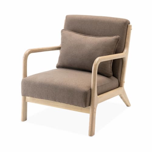 Canapés et fauteuils Fauteuils | Fauteuil design marron en bois et tissu - TR15532