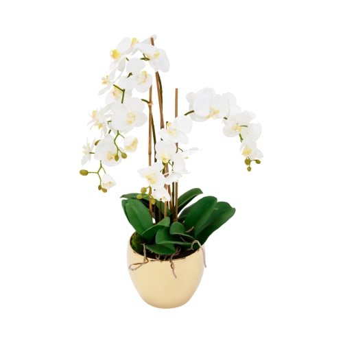 Déco Fleurs artificielles et bouquets | Orchidée en pot Golden H80cm - PQ77588