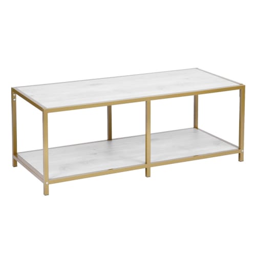 Meubles Tables basses | Table Basse Rectangulaire Scandinave marbre doré 110x50 - DP62061