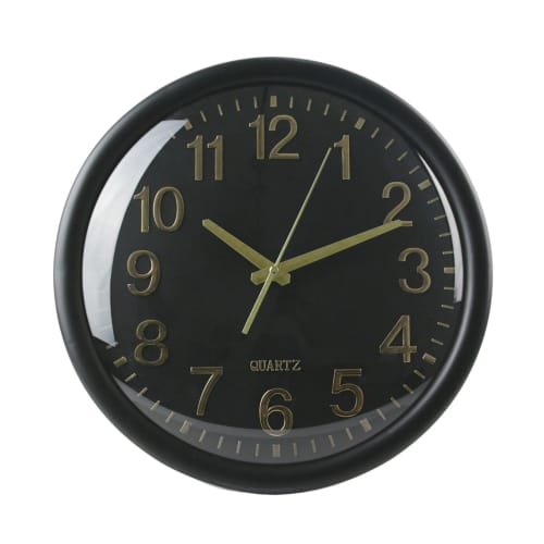 Déco Horloges murales et horloges à poser | Horloge ronde accessoires maison diam. 35 cm noir et or - US40046