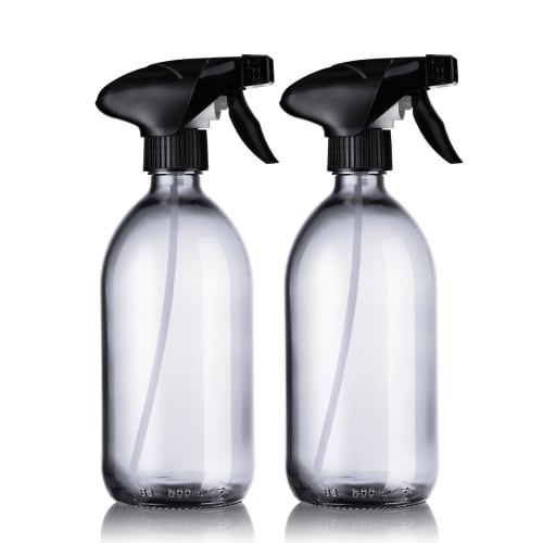 Duo flacons verre blanc 500ml spray gâchette noire