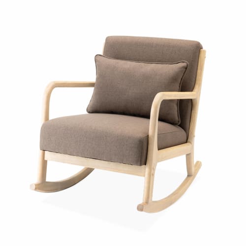 Canapés et fauteuils Fauteuils | Rocking chair marron design tissu et bois - PN79619