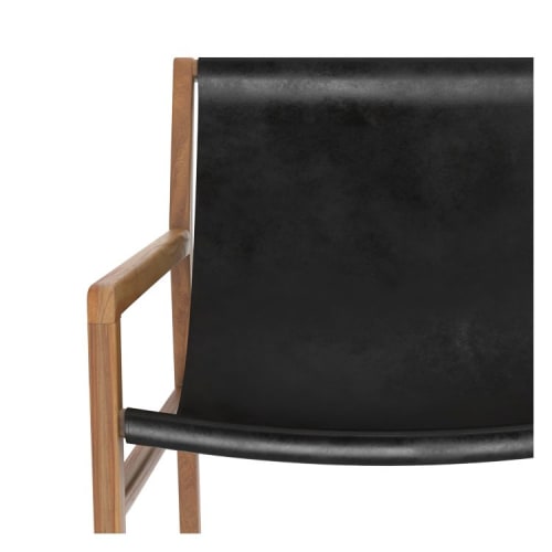 Canapés et fauteuils Fauteuils | Fauteuil lounge en teck et cuir noir - XK28988