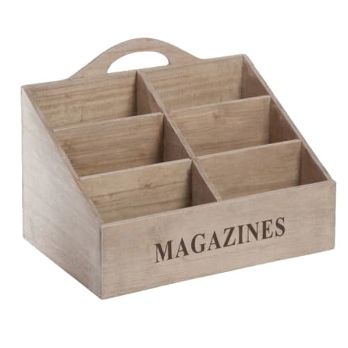Déco Porte-revues et caisses | Porte-magazines en bois 6 compartiments - OJ37701