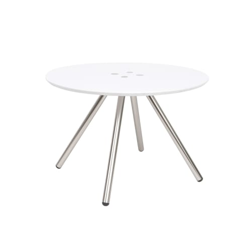 Meubles Tables basses | Table basse ronde 4 pieds chromés blanc - OA67342