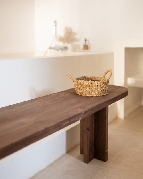 Decowood - Banco de Madera de Abeto Natural Maciza - Banqueta para el  Dormitorio, Cocina o Salón - Hecho