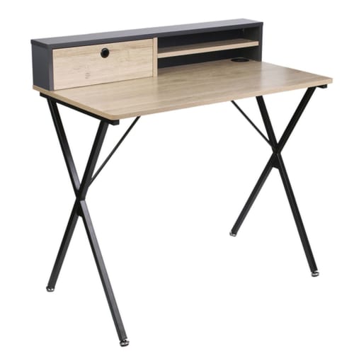 Meubles Bureaux et meubles secrétaires | Bureau en acier et bois avec 1 tiroir - IL58741