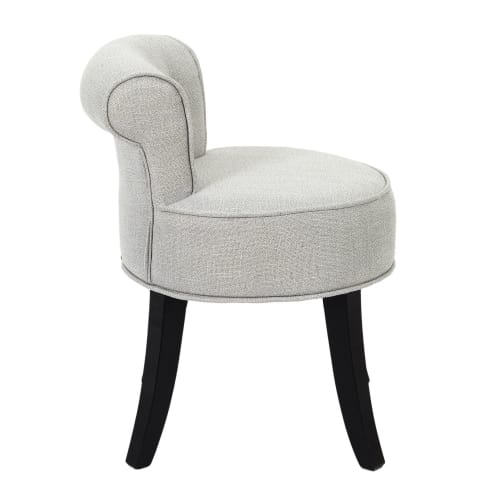 Canapés et fauteuils Fauteuils | Tabouret style crapaud effet velours gris et noir - CH00180