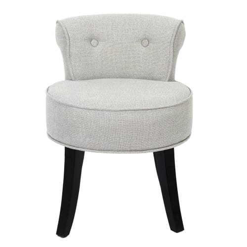 Canapés et fauteuils Fauteuils | Tabouret style crapaud effet velours gris et noir - CH00180