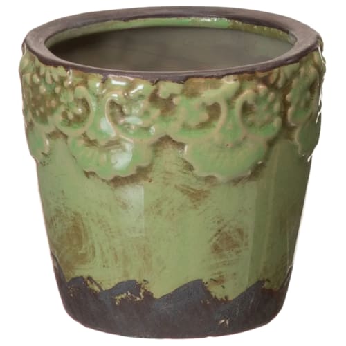 Jardin Pots, cache-pots et jardinières d'extérieur | Cache-pot vert en céramique vieillie - LM52110