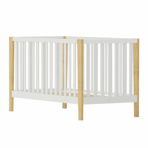 Lit Bebe 70x140 Cm Bois Massif Blanc Et Bois Maisons Du Monde