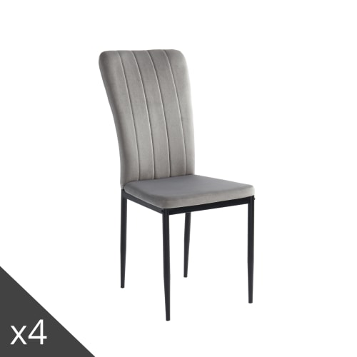 Meubles Chaises | Lot de 4 chaises   velours gris pieds en métal noir - MQ62469