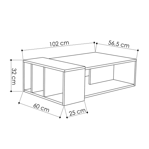 Meubles Tables basses | Table basse design en bois l.102 x h.32cm blanc et gris - KC49399