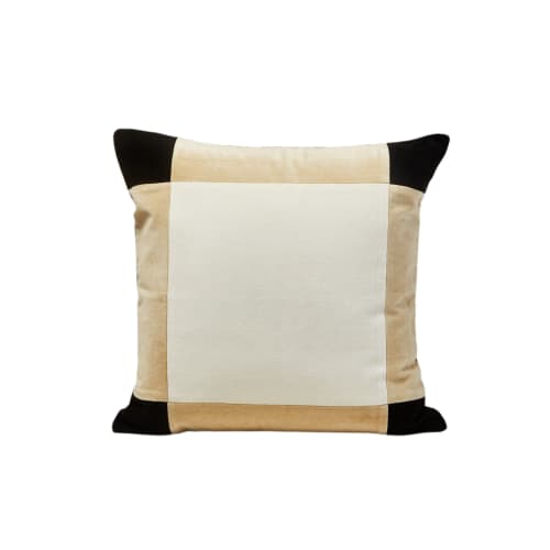 Housse de coussin 50x50 cm Ivoire naturel et noir DAMIAN