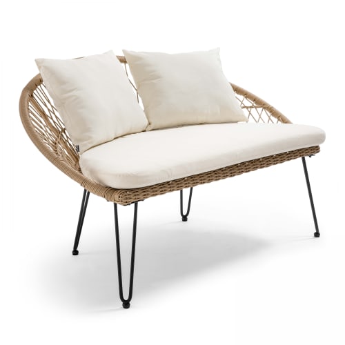 Canapés et fauteuils Canapés droits | Canapé d'intérieur imitation rotin marron - XW97231