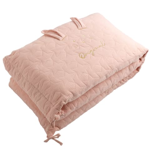 Tour de lit bébé en coton rose et blanc Bird Song