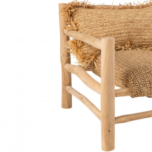 Canapés et fauteuils Fauteuils | Fauteuil bohème en bois massif coussin en raphia - SM49822