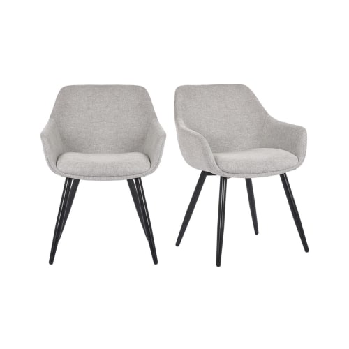 Lot de 2 chaises style rétro avec accoudoirs gris