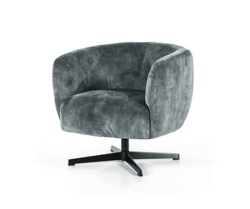 Canapés et fauteuils Fauteuils | Fauteuil pivotant rond en velours gris ciment - TL91378