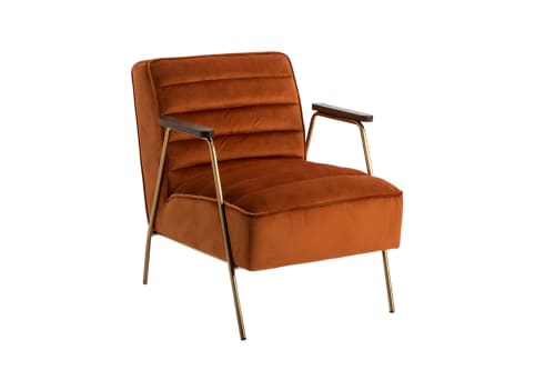 Canapés et fauteuils Fauteuils | Fauteuil    en velours  orange - CN93953