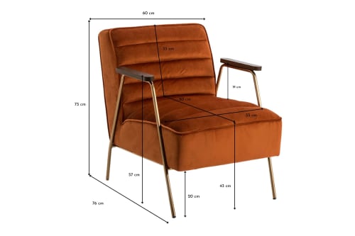 Canapés et fauteuils Fauteuils | Fauteuil    en velours  orange - CN93953