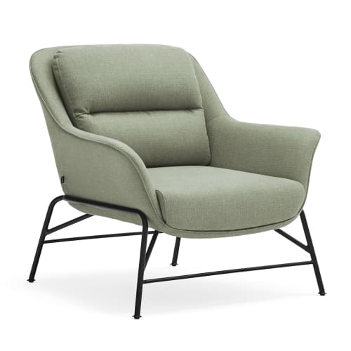 Canapés et fauteuils Fauteuils | Fauteuil rembourré en gris verdâtre et pied en métal - BB01495