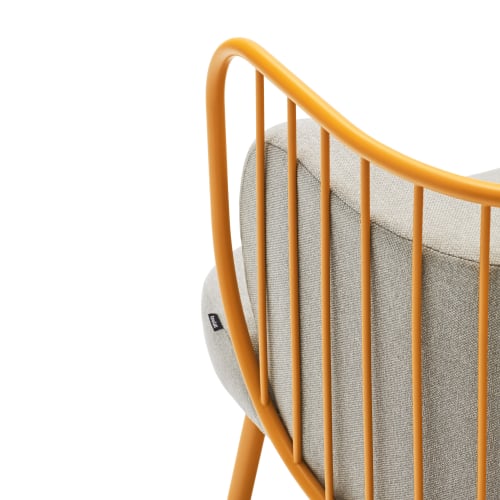 Canapés et fauteuils Fauteuils | Fauteuil rembourré et structure métallique en moutarde - RN04177