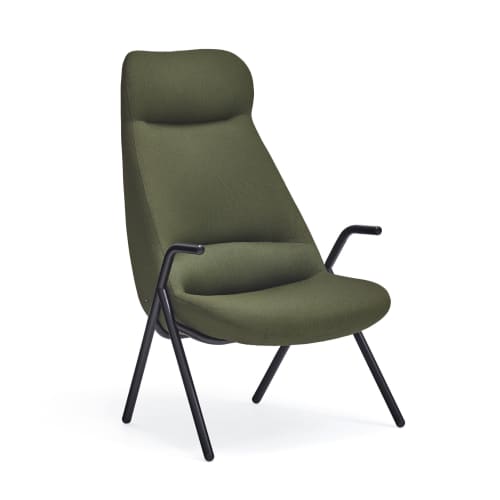 Canapés et fauteuils Fauteuils | Fauteuil haut rembourré en bleu foncé et pied en métal - EQ61399