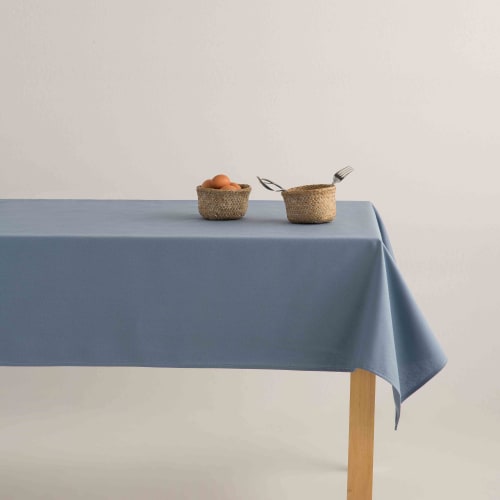 Nappe rectangulaire bleu grisé en coton 150x250 STRIBER