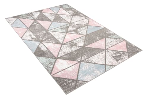 Tappeto per bambini grigio rosa azzurro geometrico 160 x 220 BABY