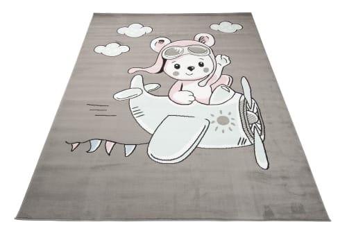 TAPISO Baby Tappeto per Cameretta dei Bambini Bianco Grigio Rosa Blu Nero  Cagnolino 120 x 170 cm