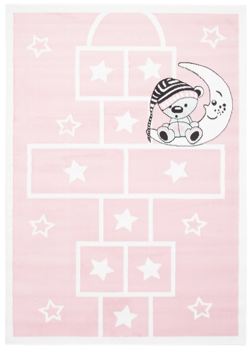 TAPISO Baby Tappeto per Cameretta dei Bambini Grigio Rosa Blu Bianco Nero  Stelle 120 x 170 cm