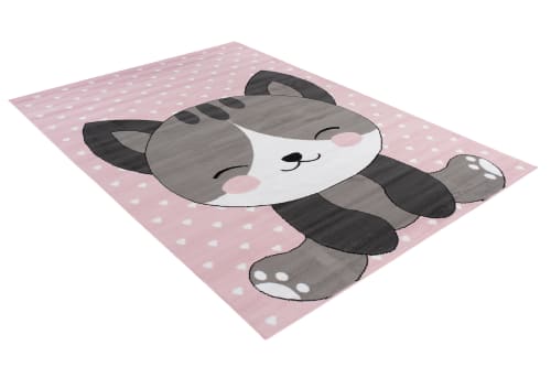 Tappeto per bambini rosa grigio bianco gatto 140x200cm PINKY