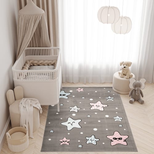 Tappeto Bambini Cameretta Da Gioco Bebè Stella Nuvola Luna Beige