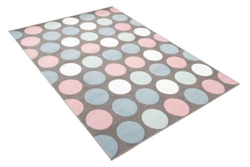 TAPISO Baby Tappeto per Cameretta dei Bambini Grigio Bianco Blu Rosa  Elefante Palloncini 140 x 200 cm