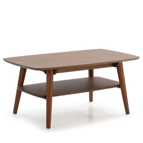 Table basse rectangulaire, bois massif couleur noyer, 100 cm longueur | Maisons du Monde