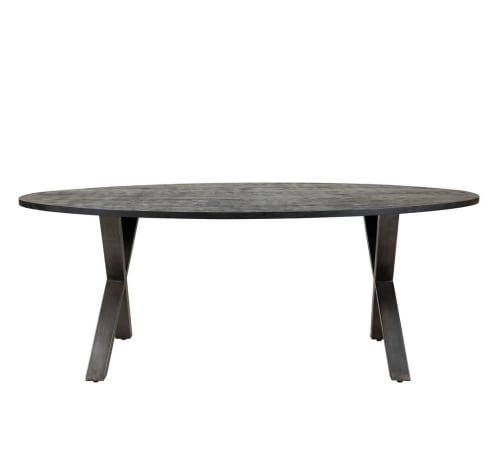 Table repas ovale bois noir L200 | Maisons du Monde