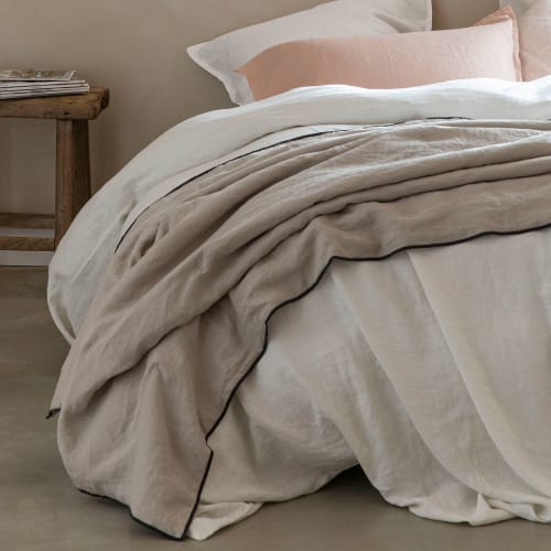 Boutis Contemporain Crème 250x260cm - Jeté De Lit Géométrique Avec Taies | Couvre-lit Moderne Chic