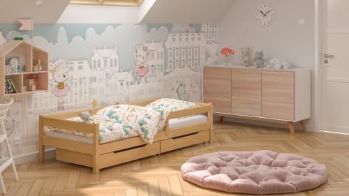 Letto singolo bambino in legno di pino massello Casetta 180x90 cm