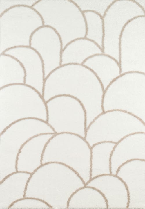 Tapis salon crème et marron motif en 3D - 120x170 NALA