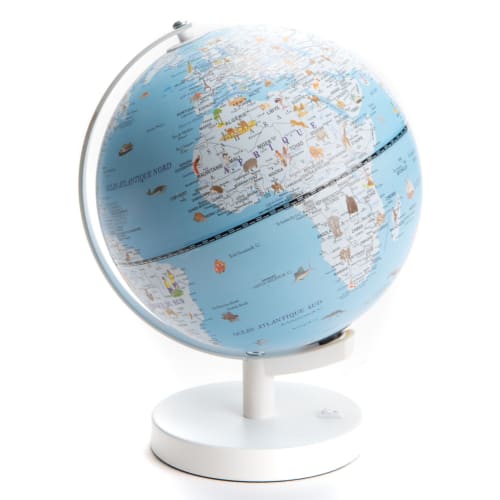 Globe terrestre lumineux 20 x 26 cm bleu
