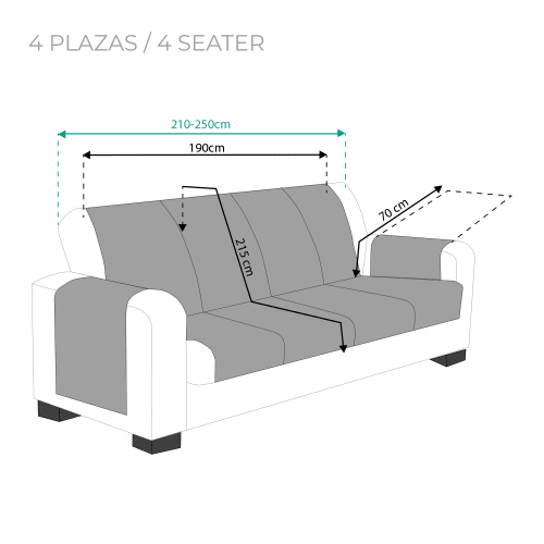 Funda cubre sofa acolchado circulos Beige Chaise Derecho 290