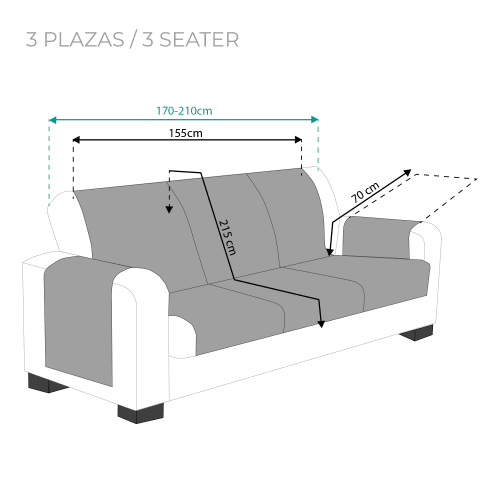 Funda cubre sofa acolchado circulos Rojo - Gris 3 Plazas