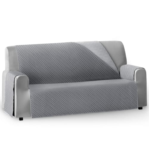 Funda cubre sofá 3 plazas lazos protector liso 180-230 cm gris ROYALE LAZOS