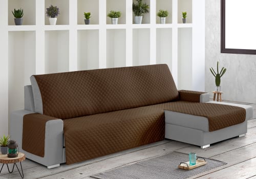 Protector cubre sofá chaiselongue derecha 240 cm marrón ROMBOS | Maisons du  Monde
