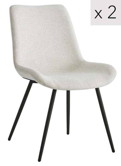 Set 2 sedie scandinave in acciaio e tessuto beige | Maisons du Monde