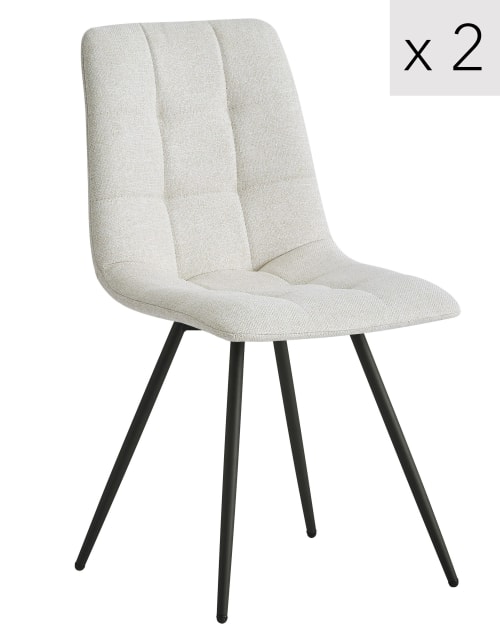 Lot de 2 chaises scandinaves en métal et tissu beige | Maisons du Monde