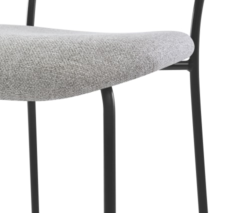 Set 2 sedie in acciaio e legno con seduta in tessuto grigio